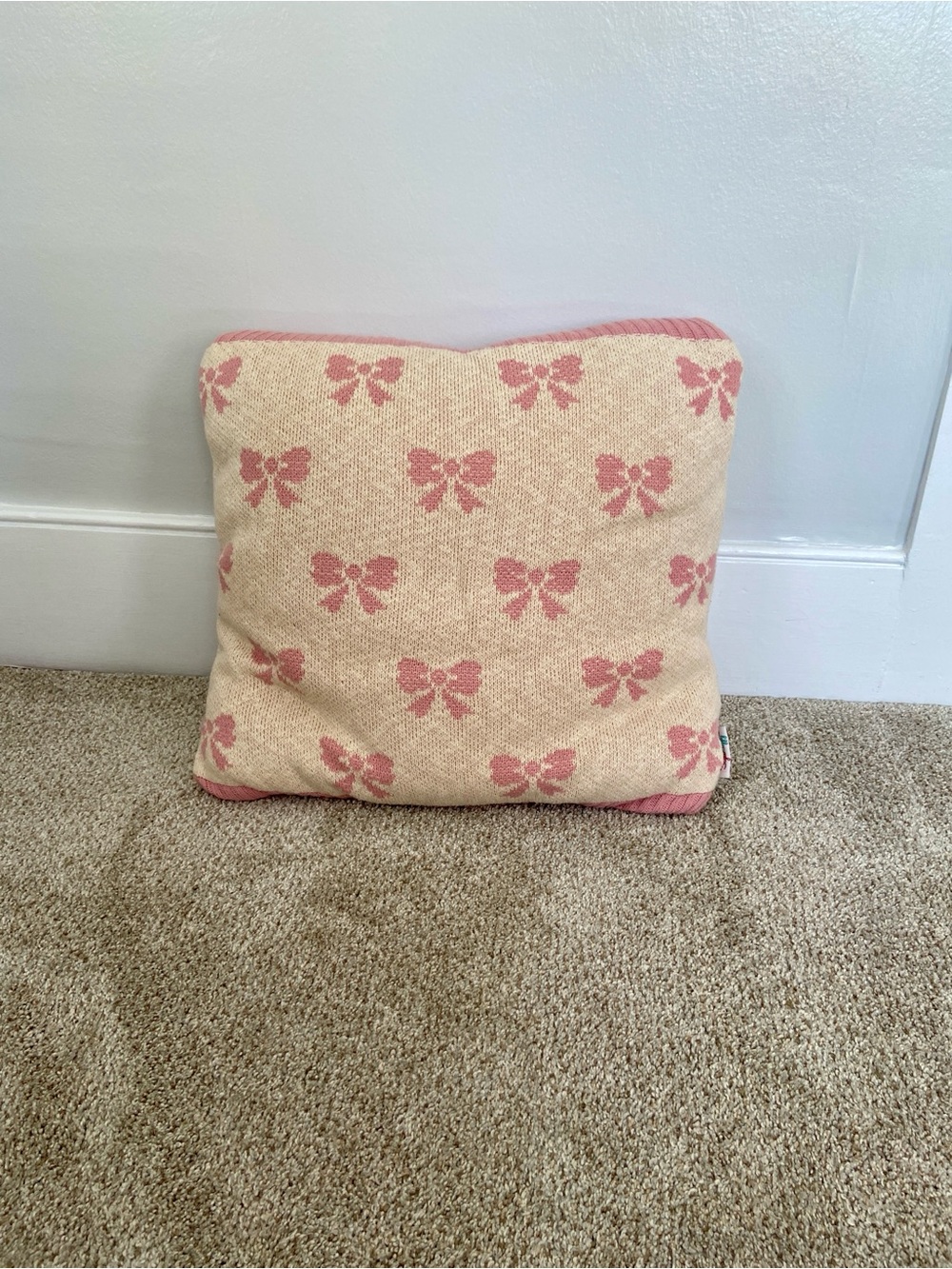Cynthia Rowley Viral Pink Bow Knit Throw Pillow Coquette Aesthetic